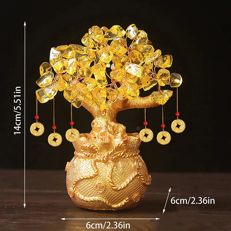 ATELIER-TIBET – Arbre de Bonheur Feng Shui en Pierre Naturelle (Citrine)