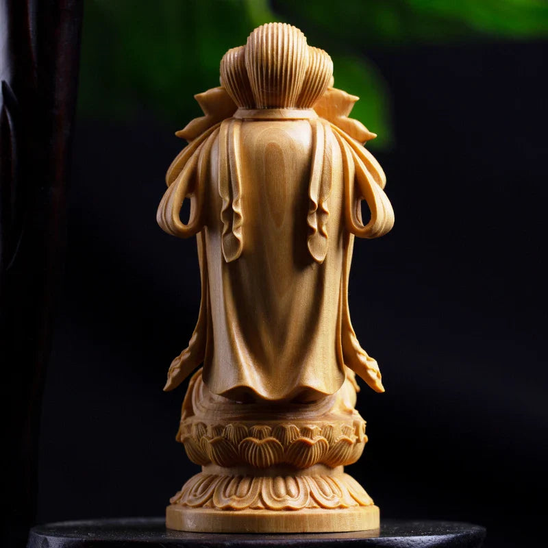ATELIER-TIBET Statue Japonaise en Bois Sculpté | Décoration Zen Artisanale & Spirituelle