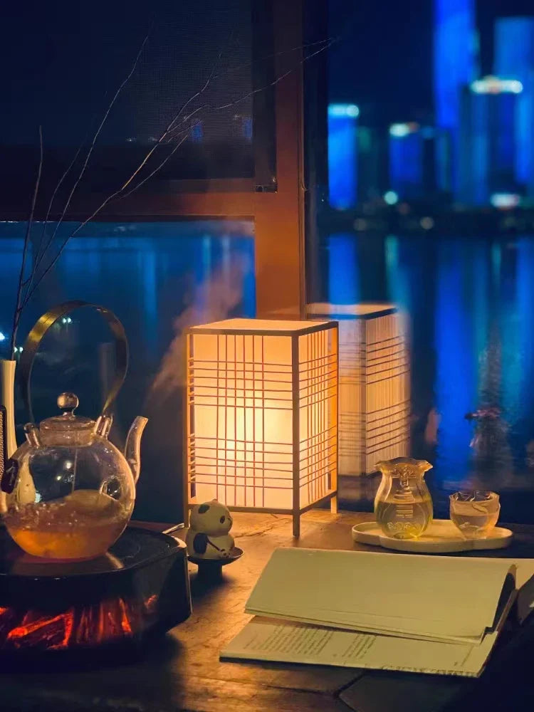 ATELIER-TIBET – Lampe Japonaise en Bambou Naturel, Éclairage Zen Ajustable E27
