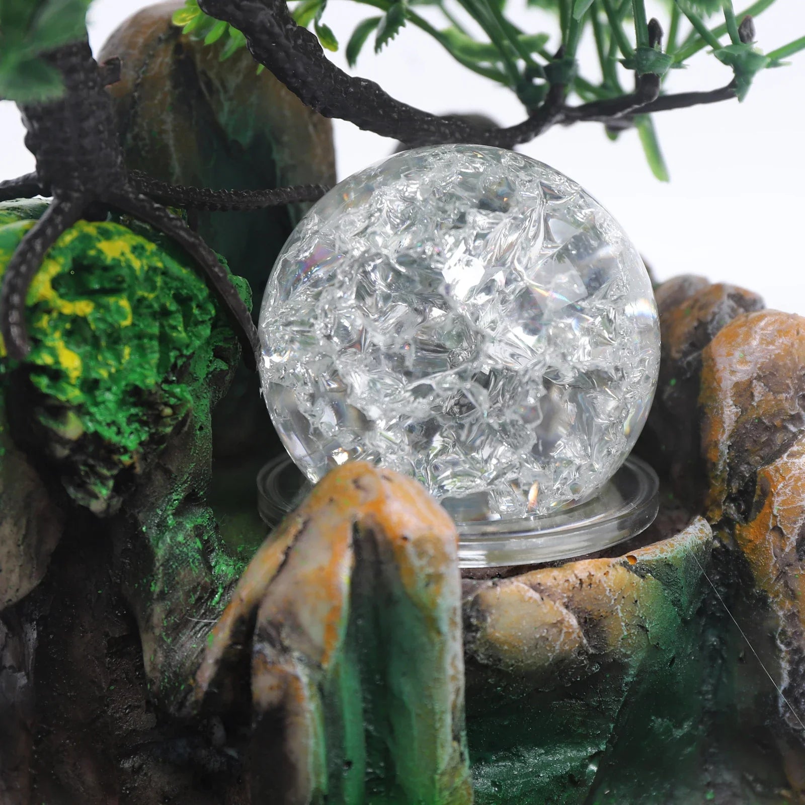 ATELIER-TIBET – Fontaine Japonaise d’Extérieur avec Brume, LED et Arbre Décoratif