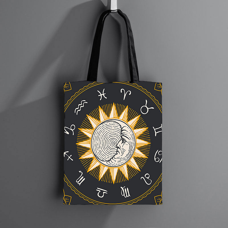 ATELIER-TIBET – Sac à bandoulière en toile imprimée motif soleil – Polyester – 28,5 cm