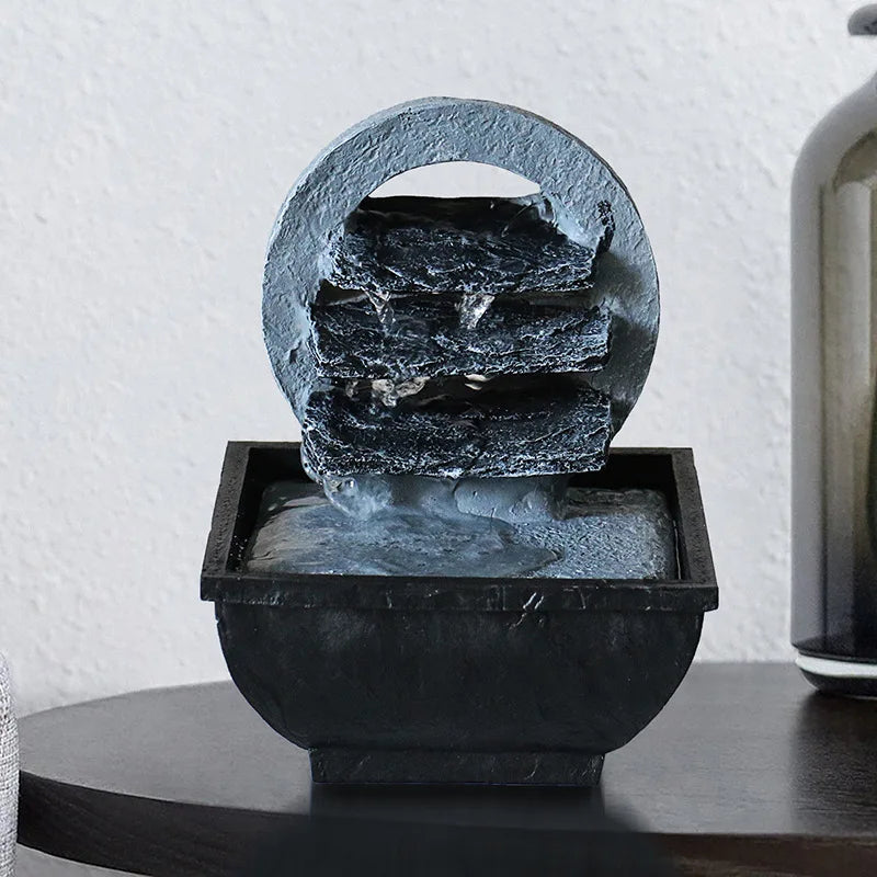 ATELIER-TIBET – Fontaine Japonaise Zen d’Intérieur en Résine avec Pompe Silencieuse