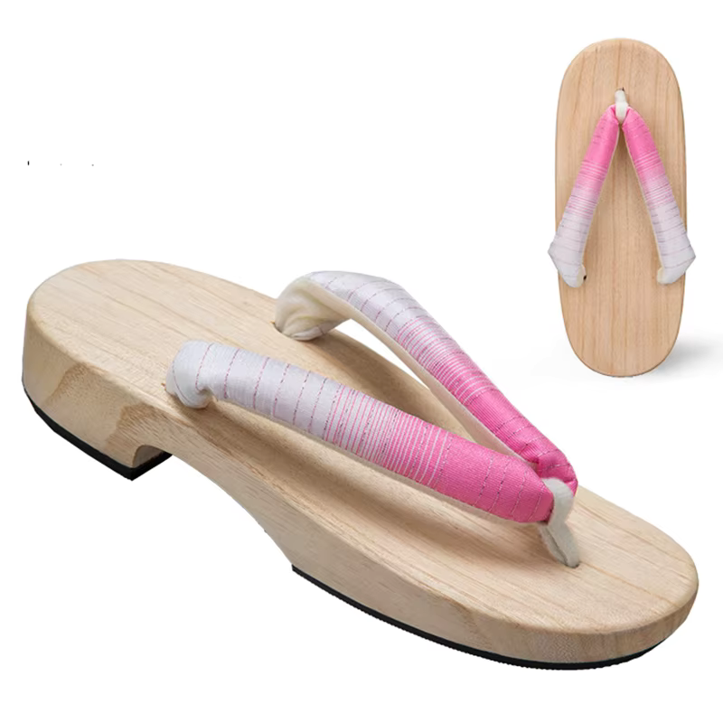 ATELIER-TIBET – Sandales Geta Dégradées en Bois Naturel & Coton