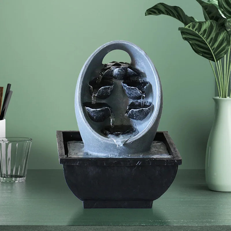 ATELIER-TIBET – Fontaine Japonaise Zen d’Intérieur en Résine avec Pompe Silencieuse