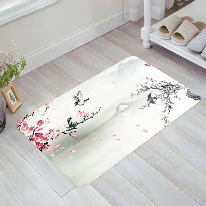 ATELIER-TIBET – Tapis Japonais Sakura & Mont Fuji | Élégance Florale & Harmonie Naturelle