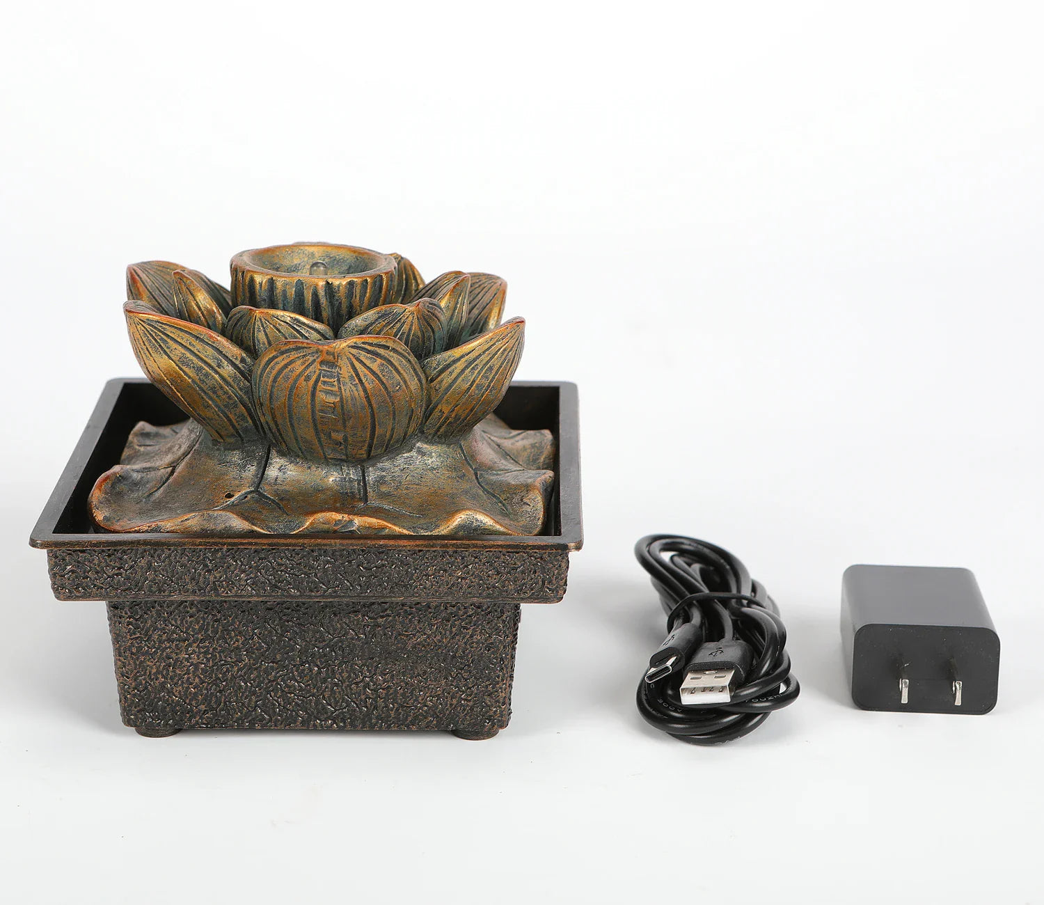 ATELIER-TIBET – Fontaine Japonaise d’Intérieur Compacte en Résine Poly avec Pompe Silencieuse et Débit Réglable