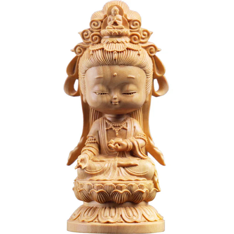 ATELIER-TIBET Statue Japonaise en Bois Sculpté | Décoration Zen Artisanale & Spirituelle
