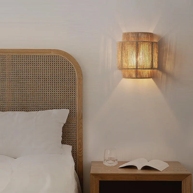ATELIER-TIBET – Lampe Japonaise en Corde de Chanvre, Suspension Zen à Lumière Douce