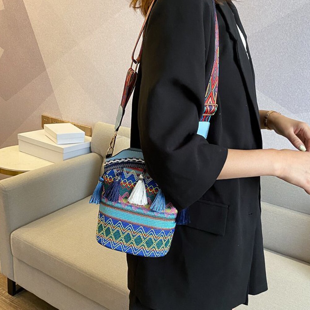 ATELIER-TIBET – Sac à bandoulière femme ethnique tissé à la main – Polyester – 28,5 cm