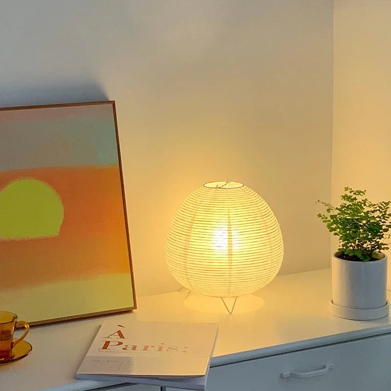 ATELIER-TIBET – Lampe Japonaise en Papier & Fer, Lumière Douce et Ambiance Zen