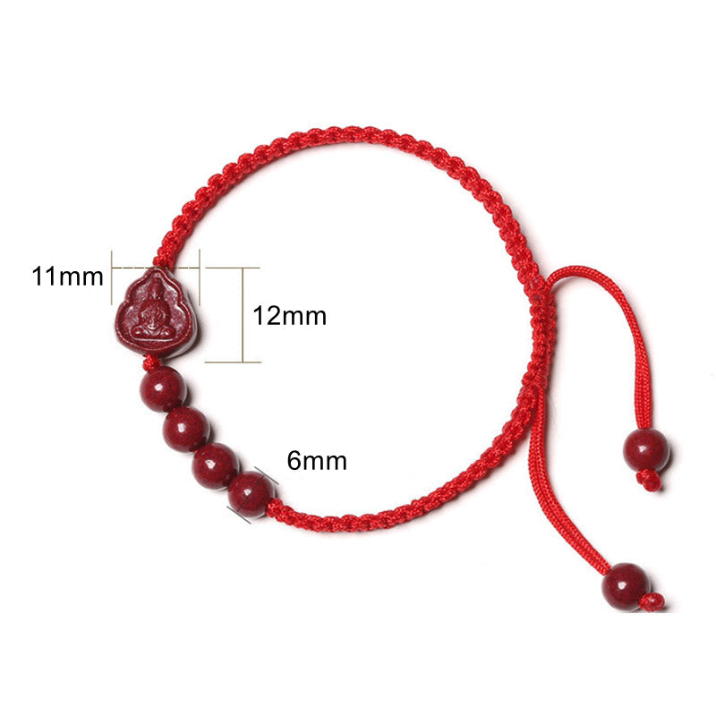ATELIER-TIBET Bracelet Cinabre & Bouddha Rieur – Ajustable 14–20 cm