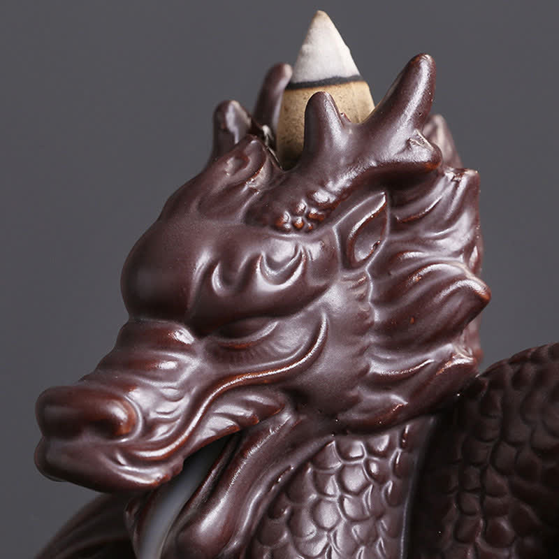 ATELIER-TIBET Brûleur d'encens en céramique à motif de dragon