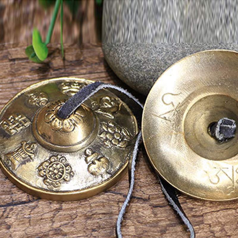 ATELIER-TIBET Tingsha Tibétaine Six Mots Vrais Dragon Cuivre Équilibre Décoration Avec Sac
