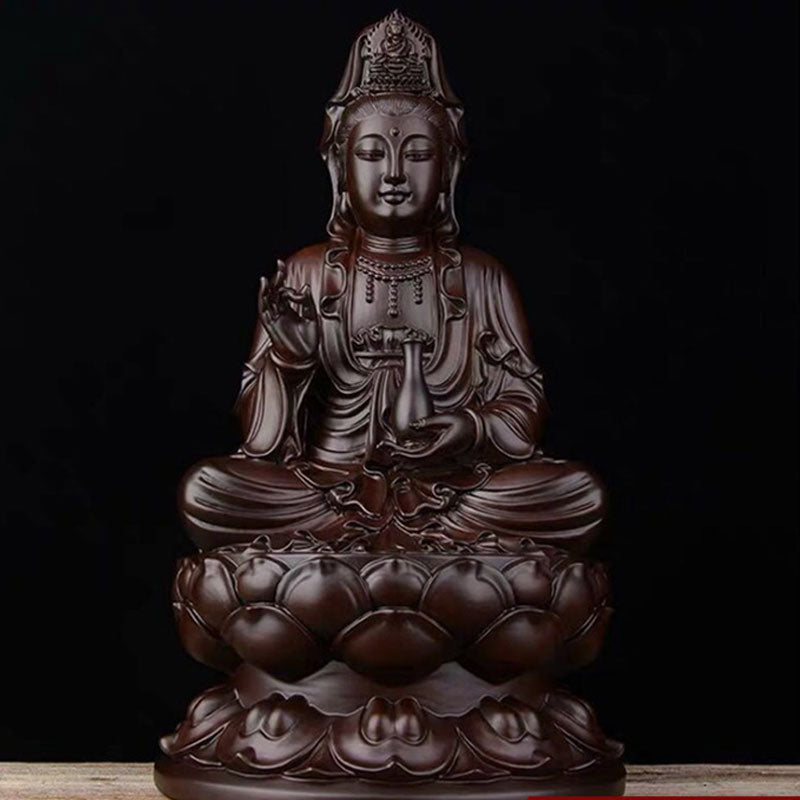 ATELIER-TIBET Pierre Avalokitesvara Ébène Lotus Harmonie Bénédiction Décoration de la Maison