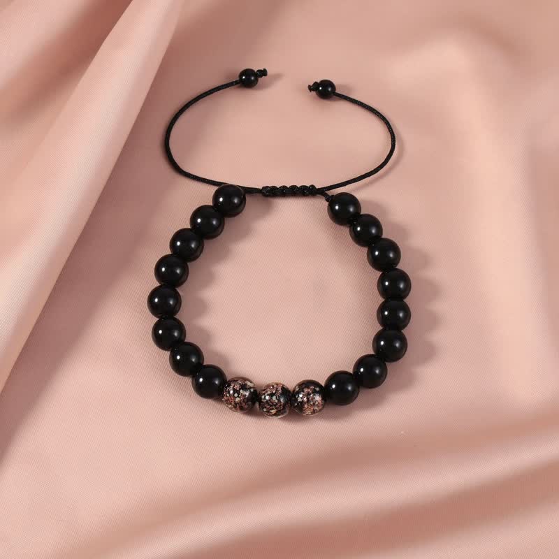 ATELIER-TIBET – Bracelet Force en Obsidienne Noire 10 mm & Pierre Lumineuse | Protection & Ancrage