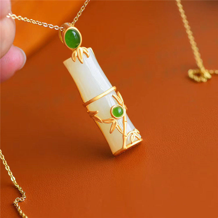ATELIER-TIBET – Collier Unisexe en Jade Blanc et Jade Cyan