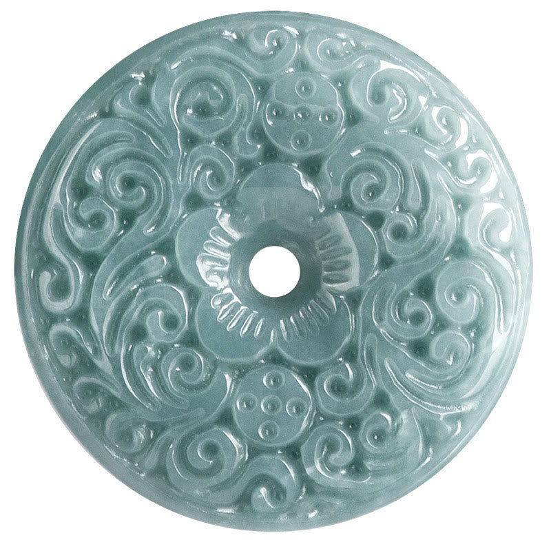 ATELIER-TIBET – Pendentif Fleur de Jade Vert, Boucle de Paix & Harmonie