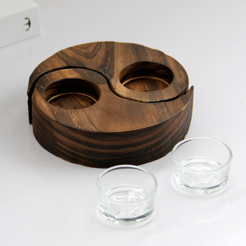 ATELIER-TIBET Porte Bougie Yin Yang en Bois pour Autel Spirituel