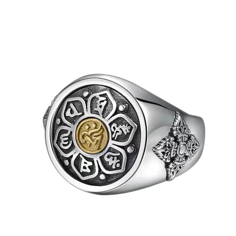 ATELIER-TIBET – Bague Rotative Ajustable Om Mani Padme Hum en Cuivre – Anneau de Méditation Unisexe