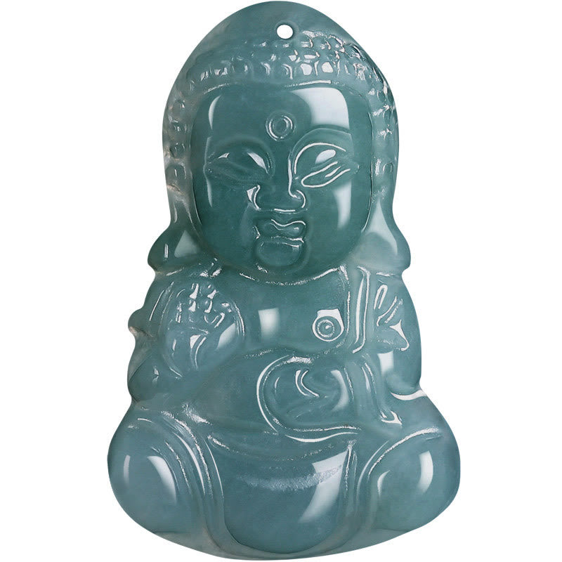 ATELIER-TIBET – Collier Bouddha de la Prospérité en Jade Naturel Ajustable