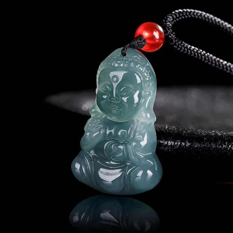 ATELIER-TIBET – Collier Bouddha de la Prospérité en Jade Naturel Ajustable