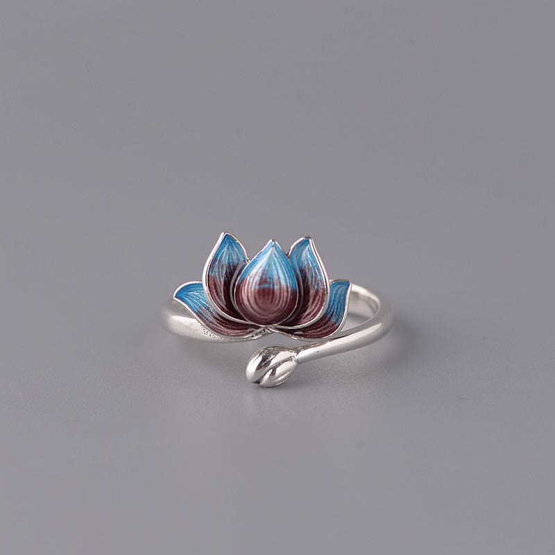 ATELIER-TIBET Bague Lotus Ajustable Argent 925 – Harmonie & Équilibre