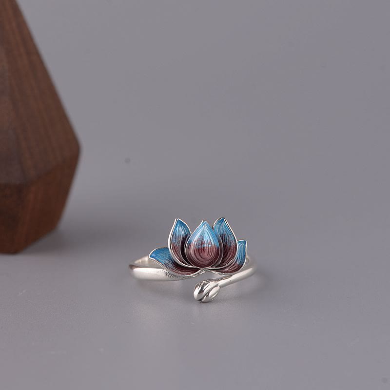 ATELIER-TIBET Bague Lotus Ajustable Argent 925 – Harmonie & Équilibre