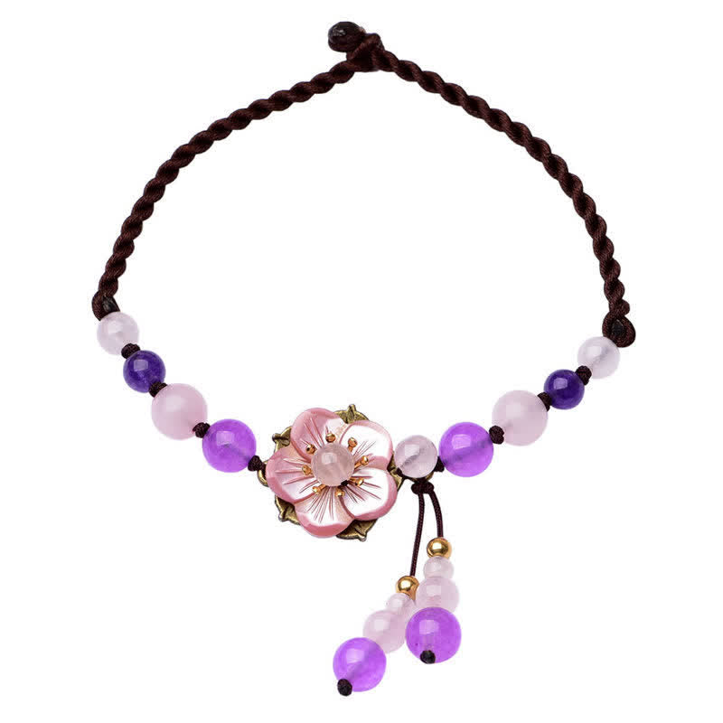 ATELIER-TIBET Chevillère Améthyste et Quartz Rose Naturels