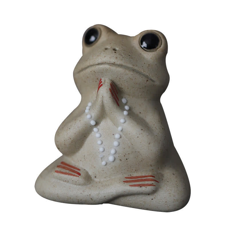 ATELIER-TIBET Statue de petite grenouille en céramique en méditation