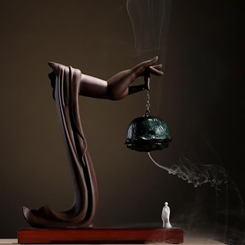 ATELIER-TIBET Brûleur d'encens en céramique avec bénédiction du lotus tibétain