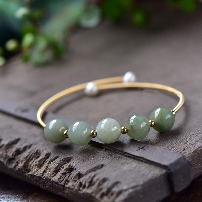 ATELIER-TIBET – Bracelet Ajustable en Jade Naturel « Abondance & Prospérité »