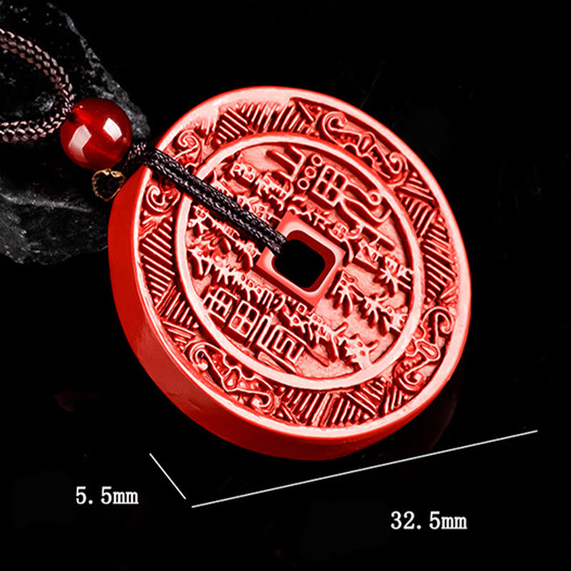 ATELIER-TIBET – Pendentif Bagua « Fantôme de la Montagne » en Cinabre Naturel