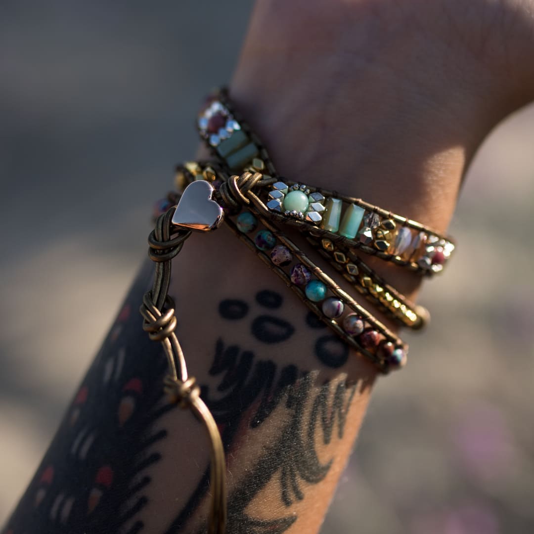 ATELIER-TIBET – Bracelet Wrap Guérison du Coeur en Rhodochrosite