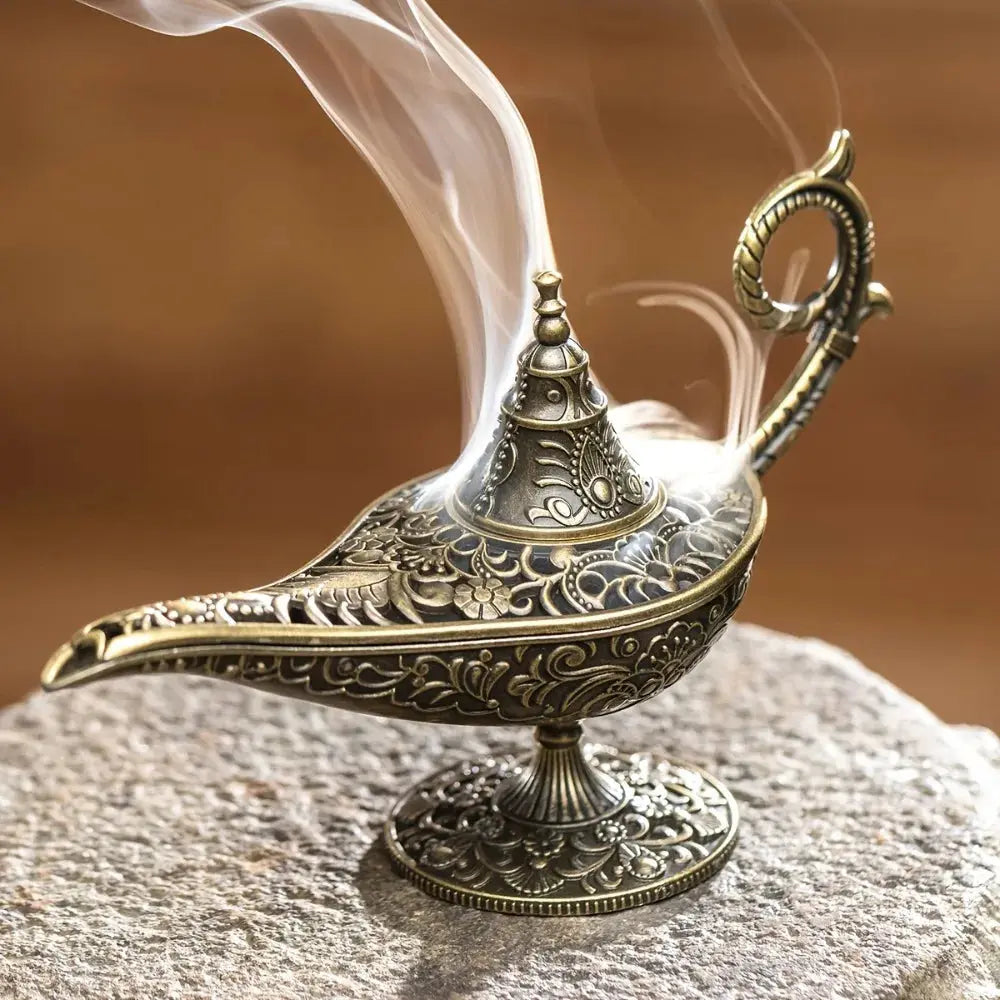 ATELIER-TIBET – Brûleur d’Encens Lampe Antique en Métal, Élégance & Tradition