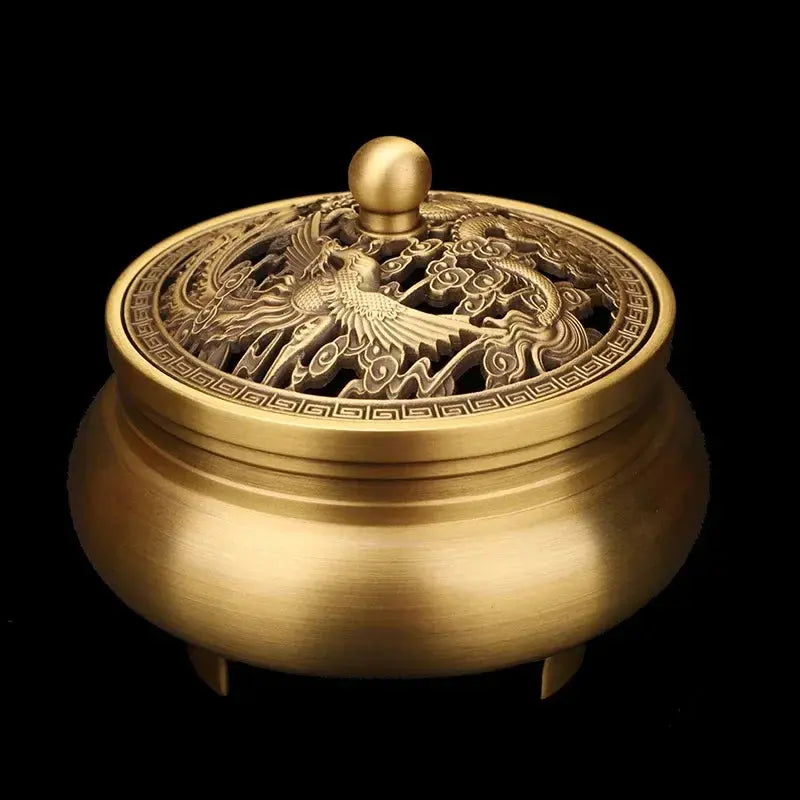 ATELIER-TIBET – Brûleur d’Encens Dragon & Phénix en Cuivre, Puissance & Mystère