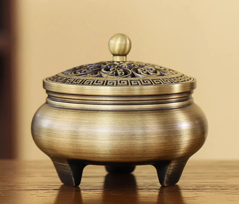 ATELIER-TIBET – Brûleur d’Encens en Cuivre Brossé Tripode, Sobriété & Élégance