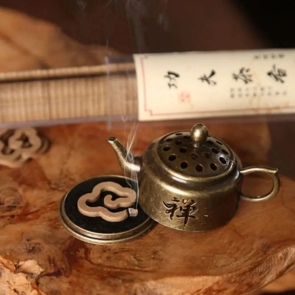 ATELIER-TIBET – Brûleur d’Encens Théière Mini en Laiton, Élégance & Tradition