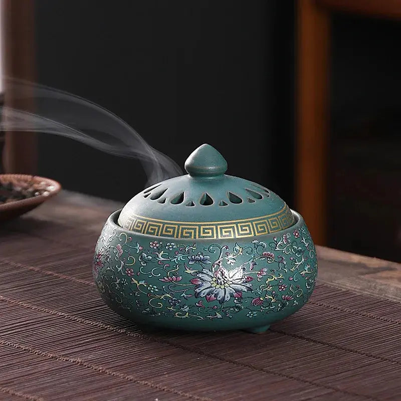 ATELIER-TIBET – Brûleur d’Encens en Céramique Antique, Héritage & Sérénité