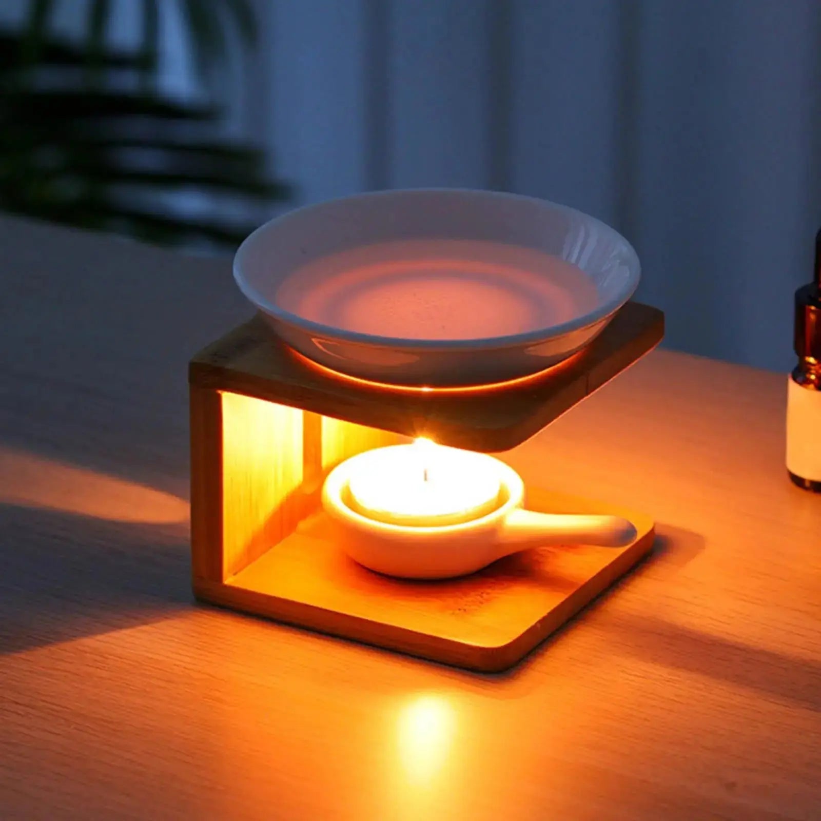 ATELIER-TIBET Diffuseur à Chaleur Douce en Bois et Céramique – Élégance Naturelle & Parfum Subtil