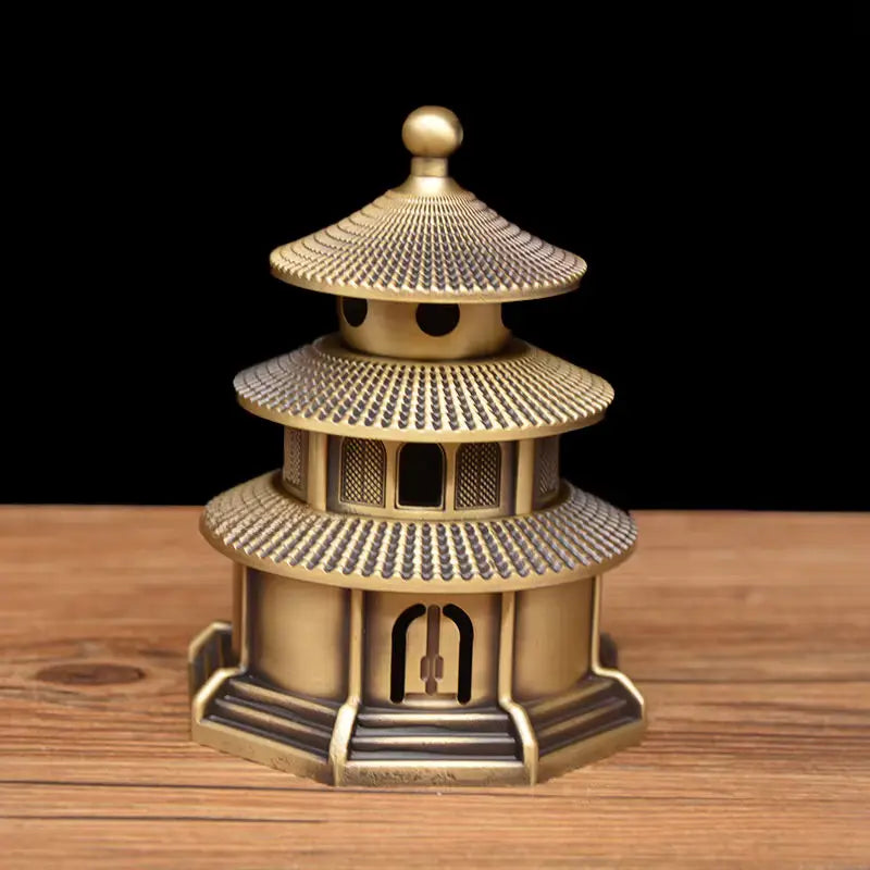 ATELIER-TIBET – Brûleur d’Encens en Laiton Pagode Antique, Aura Sacrée & Intemporelle