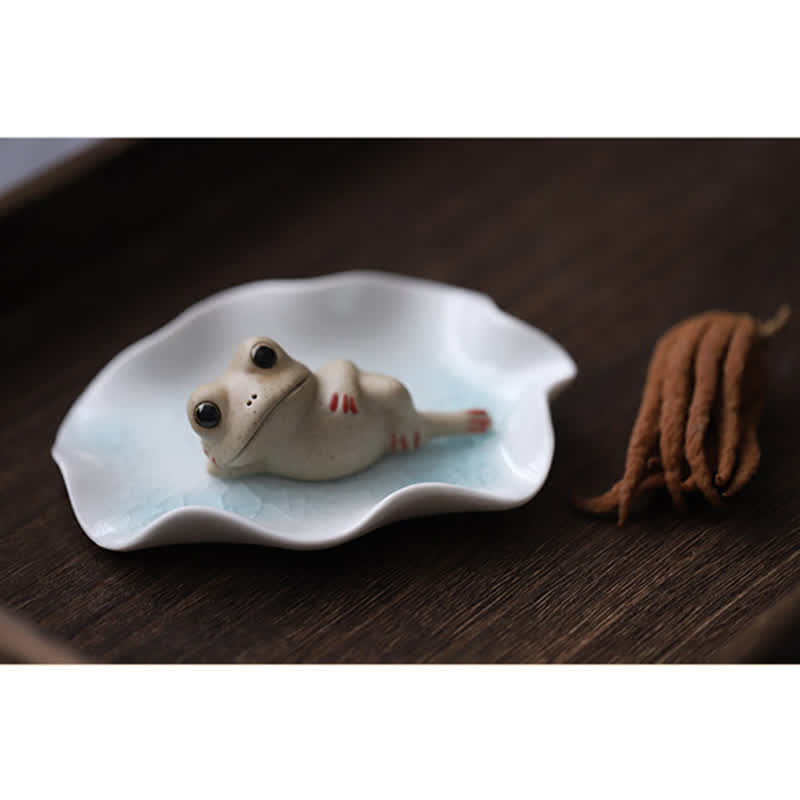 ATELIER-TIBET Statue de petite grenouille en céramique en méditation