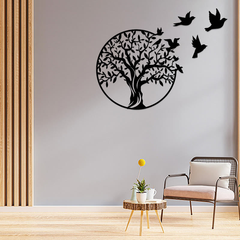 ATELIER-TIBET Pierre Arbre de vie Oiseaux Signe Cadeau de pendaison de crémaillère Art mural de l'unité