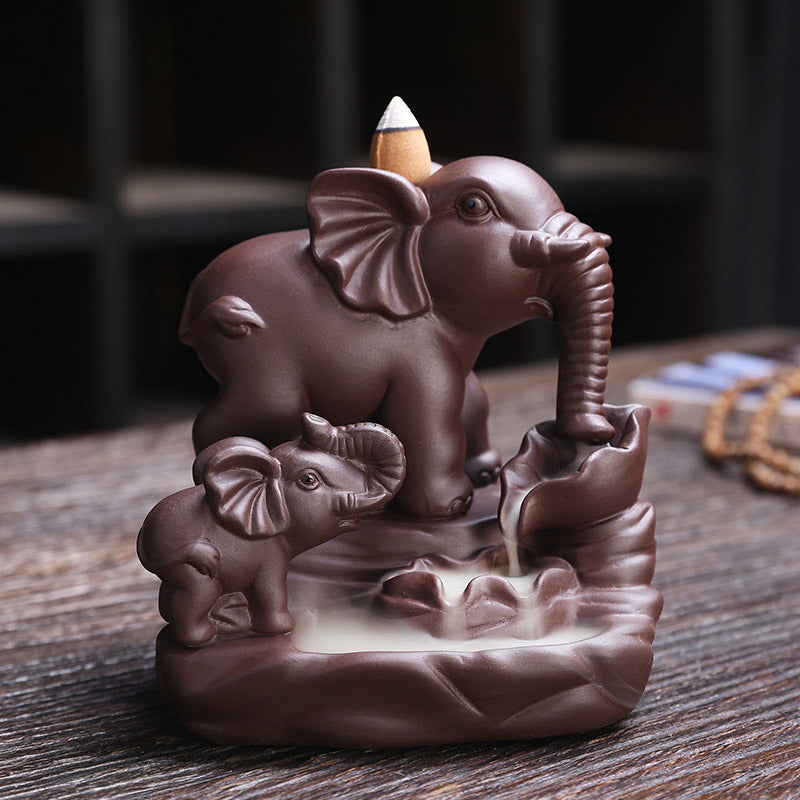 ATELIER-TIBET Brûleur d'encens à reflux en argile violette pour fontaine à fumée tibétaine, protection et décoration