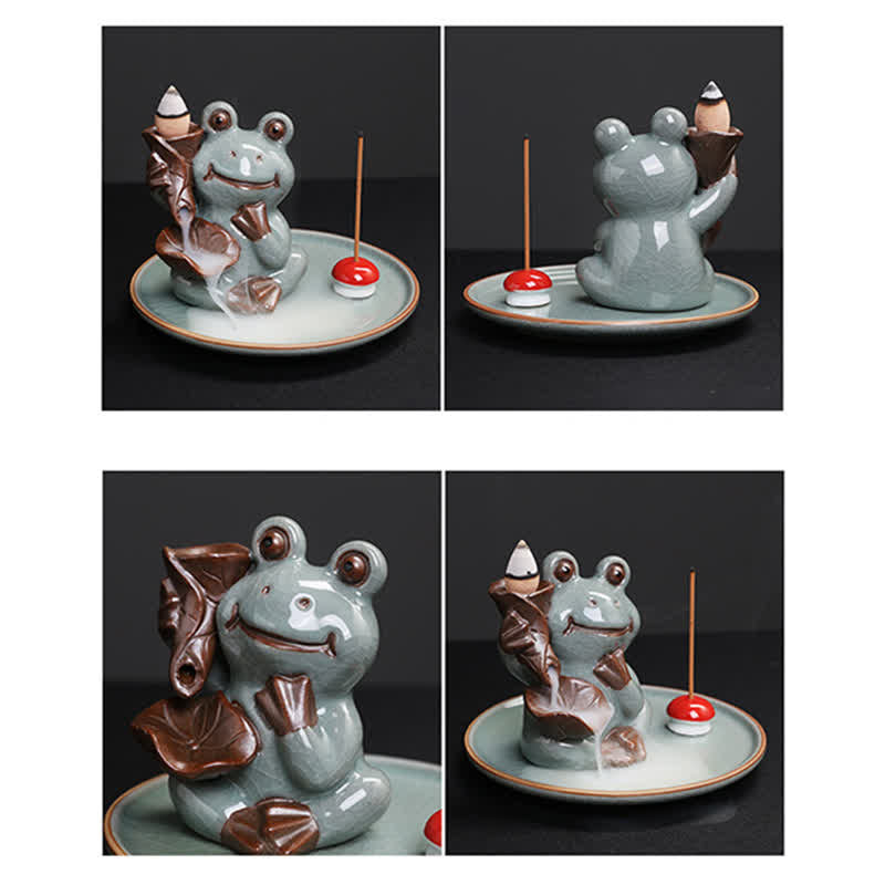 ATELIER-TIBET Brûleur d’Encens Céramique Grenouille de Méditation Zen