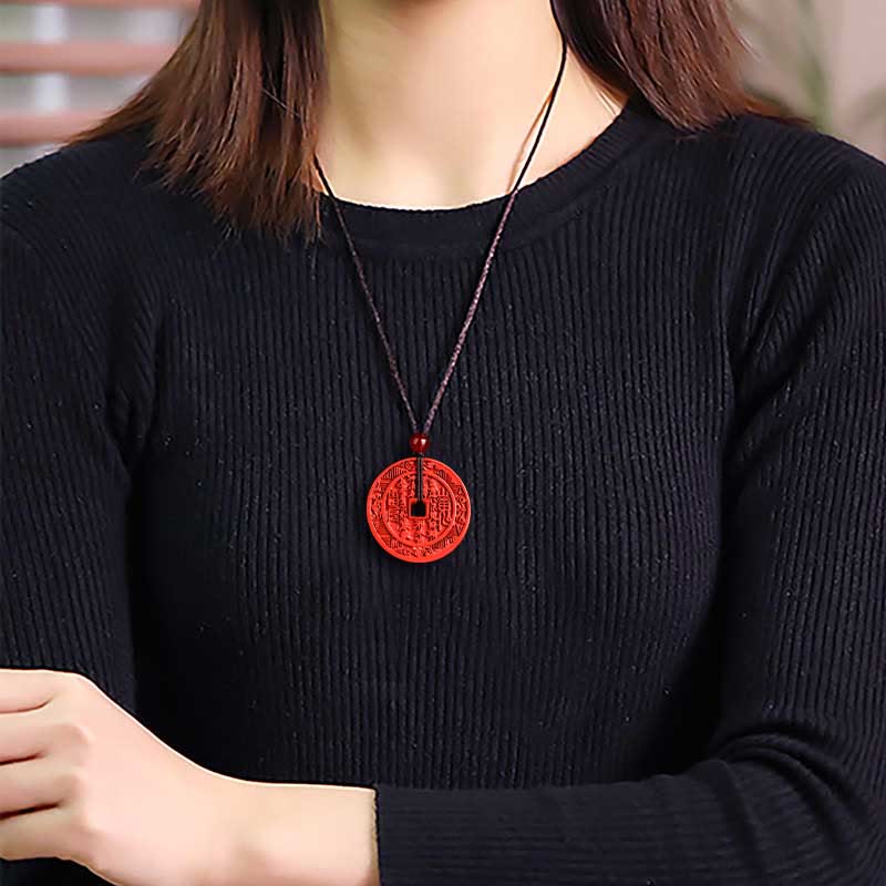 ATELIER-TIBET – Pendentif Bagua « Fantôme de la Montagne » en Cinabre Naturel