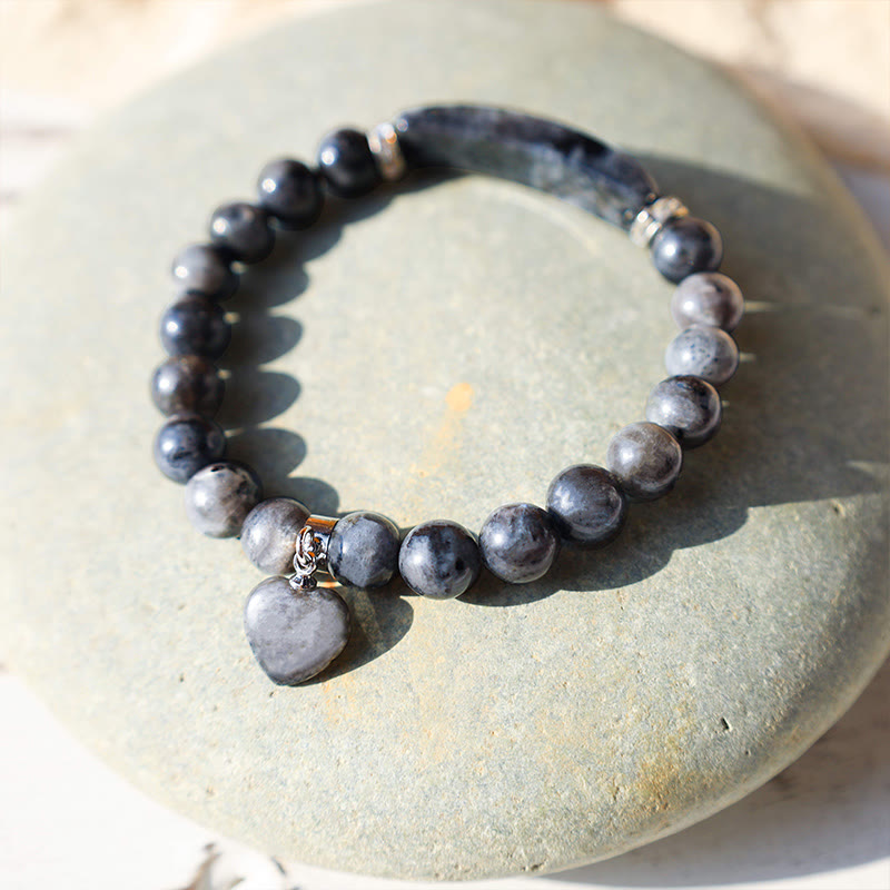 ATELIER-TIBET – Bracelet en Améthyste Naturelle Forme Cœur 8 mm, Perles Artisanales