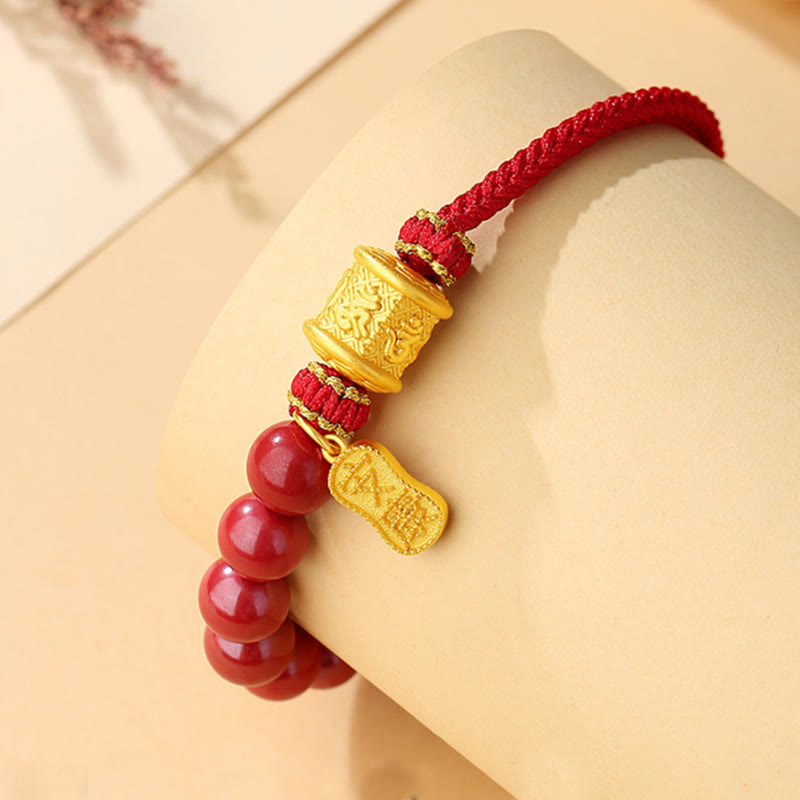 ATELIER-TIBET Bracelet Cinabre & Mantra Argent 999 – Ancrage & Intention