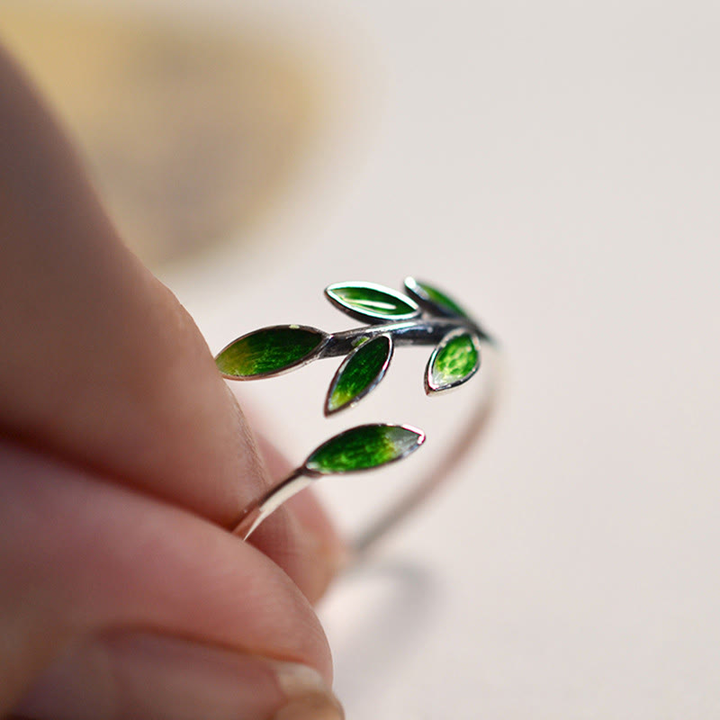ATELIER-TIBET – Bague Ajustable en Cuivre Motif Feuilles de Prospérité 4 Un bijou symbolique inspiré de la croissance na
