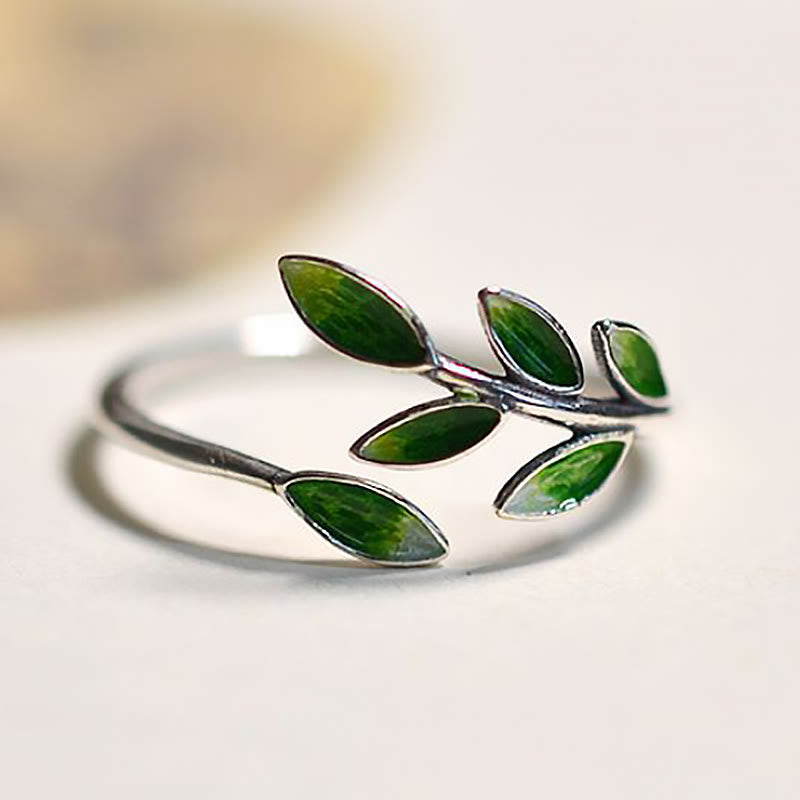 ATELIER-TIBET – Bague Ajustable en Cuivre Motif Feuilles de Prospérité 4 Un bijou symbolique inspiré de la croissance na