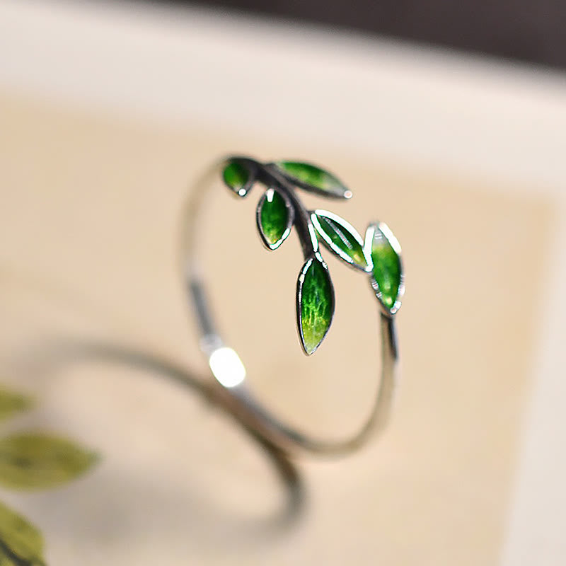 ATELIER-TIBET – Bague Ajustable en Cuivre Motif Feuilles de Prospérité 4 Un bijou symbolique inspiré de la croissance na